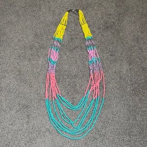 Bright pastel seed bead necklace with adjustable length